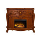 Ples 59 Inch Electric Fireplace Carved Scrolled Legs Walnut Brown By Casagear Home BM274620