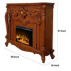 Ples 59 Inch Electric Fireplace Carved Scrolled Legs Walnut Brown By Casagear Home BM274620