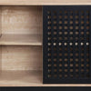 Nael 30 Inch Wood Accent Cabinet With Slatted Sliding Doors Oak Black By Casagear Home BM274631