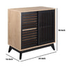 Nael 30 Inch Wood Accent Cabinet With Slatted Sliding Doors Oak Black By Casagear Home BM274631