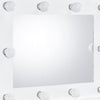 32 Inch Modern Lighted Mirror 2 Power Outlets 10 Bulb Sockets White By Casagear Home BM274648