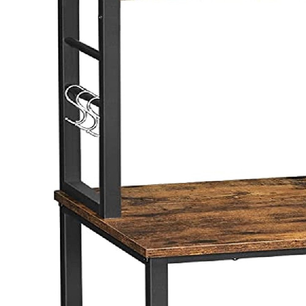 Hugh 66 Inch Wood Baker’s Rack Kitchen Shelves 6 Tier Frame Rustic Brown By Casagear Home BM274771