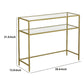 Kin 39 Inch Sofa Console Table Metal Frame Tempered Glass Shelves Gold By Casagear Home BM274786