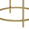 Kin 22 Inch End Table Round Metal Frame Tempered Glass Shelf Gold By Casagear Home BM274787