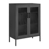 71 Inch 2 Door Storage Cabinet, 4 Adjustable Shelves, Powder Coated Black By Casagear Home