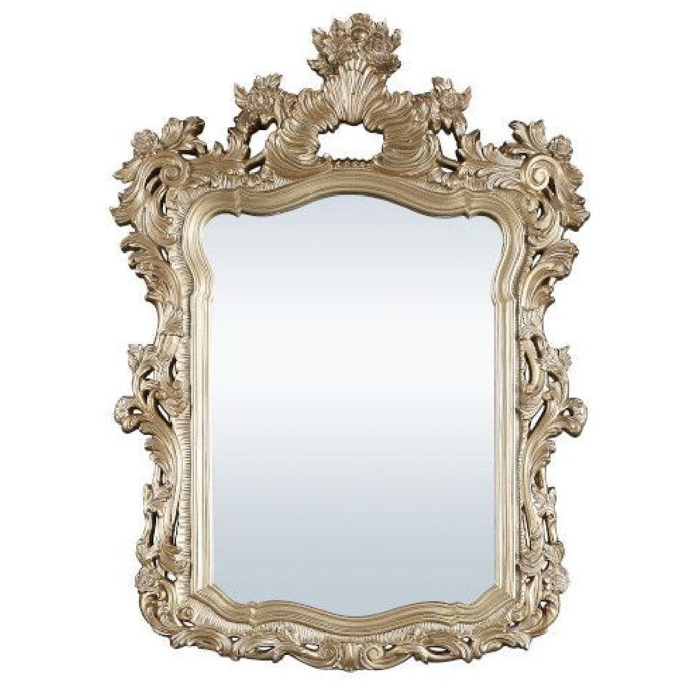 56 Inch Wall Mirror, Ornate Carving, Champagne Gold By Casagear Home