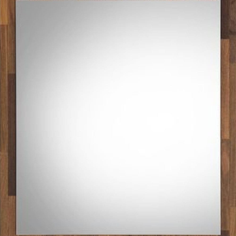 32 Inch Wall Mirror Rectangular Portrait Plank Wood Frame Walnut Brown By Casagear Home BM275052