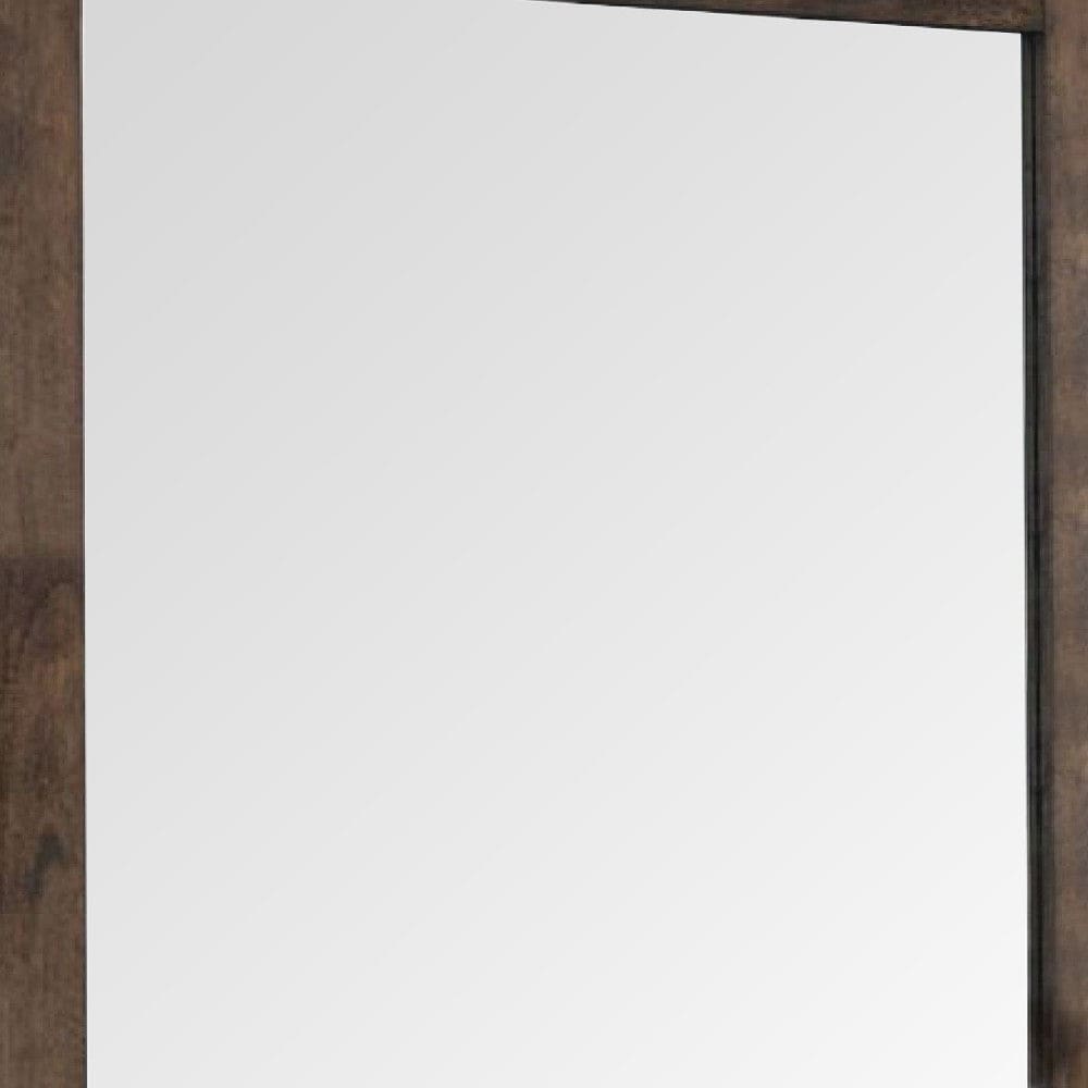 41 Inch Wood Portrait Mirror Beveled Trim Top Wood Grain Oak Brown By Casagear Home BM275062