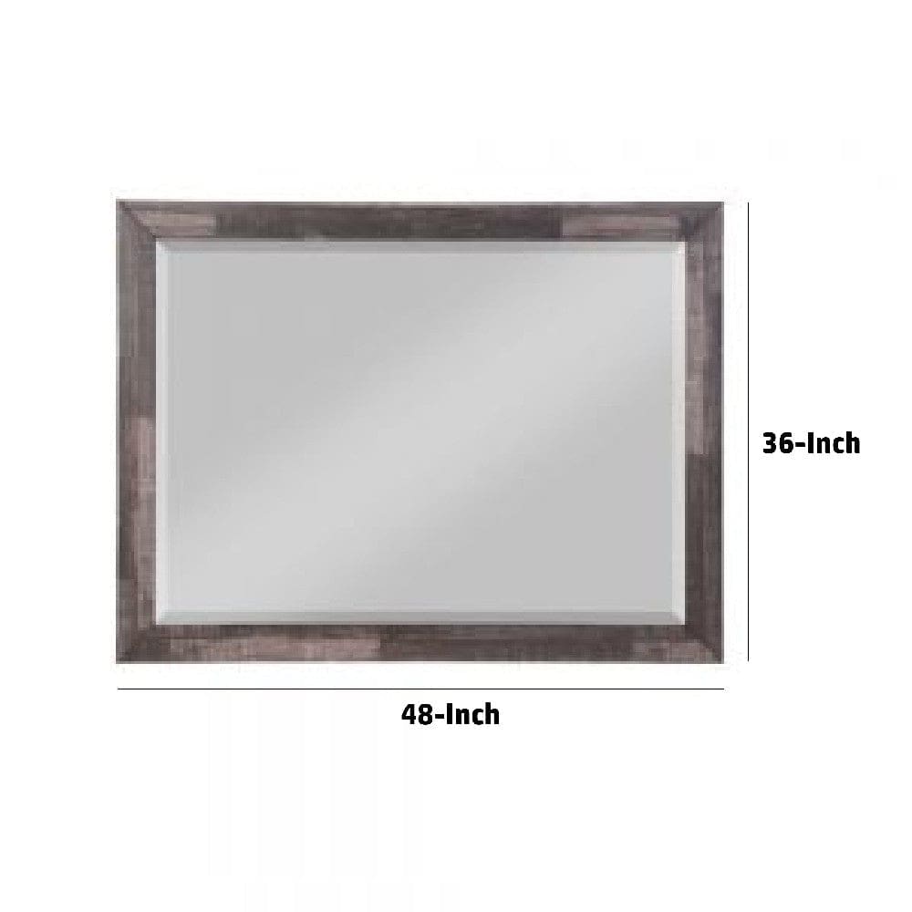 48 Inch Wood Mirror Landscape Beveled Rustic Brown By Casagear Home BM275064