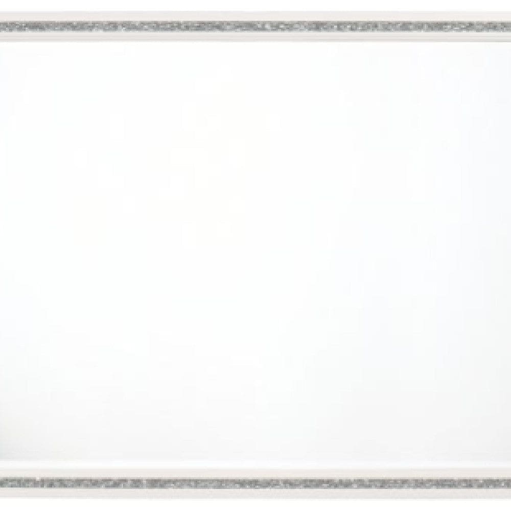 46 Inch Solid Wood Mirror Shimmering Silver Accent Landscape White By Casagear Home BM275076