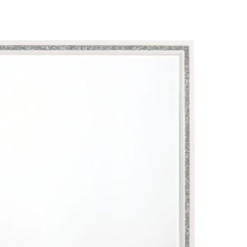 46 Inch Solid Wood Mirror Shimmering Silver Accent Landscape White By Casagear Home BM275076