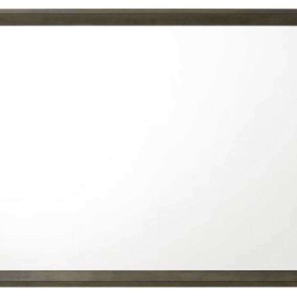 45 Inch Solid Wood Mirror Rectangular Landscape Rustic Gray By Casagear Home BM275077