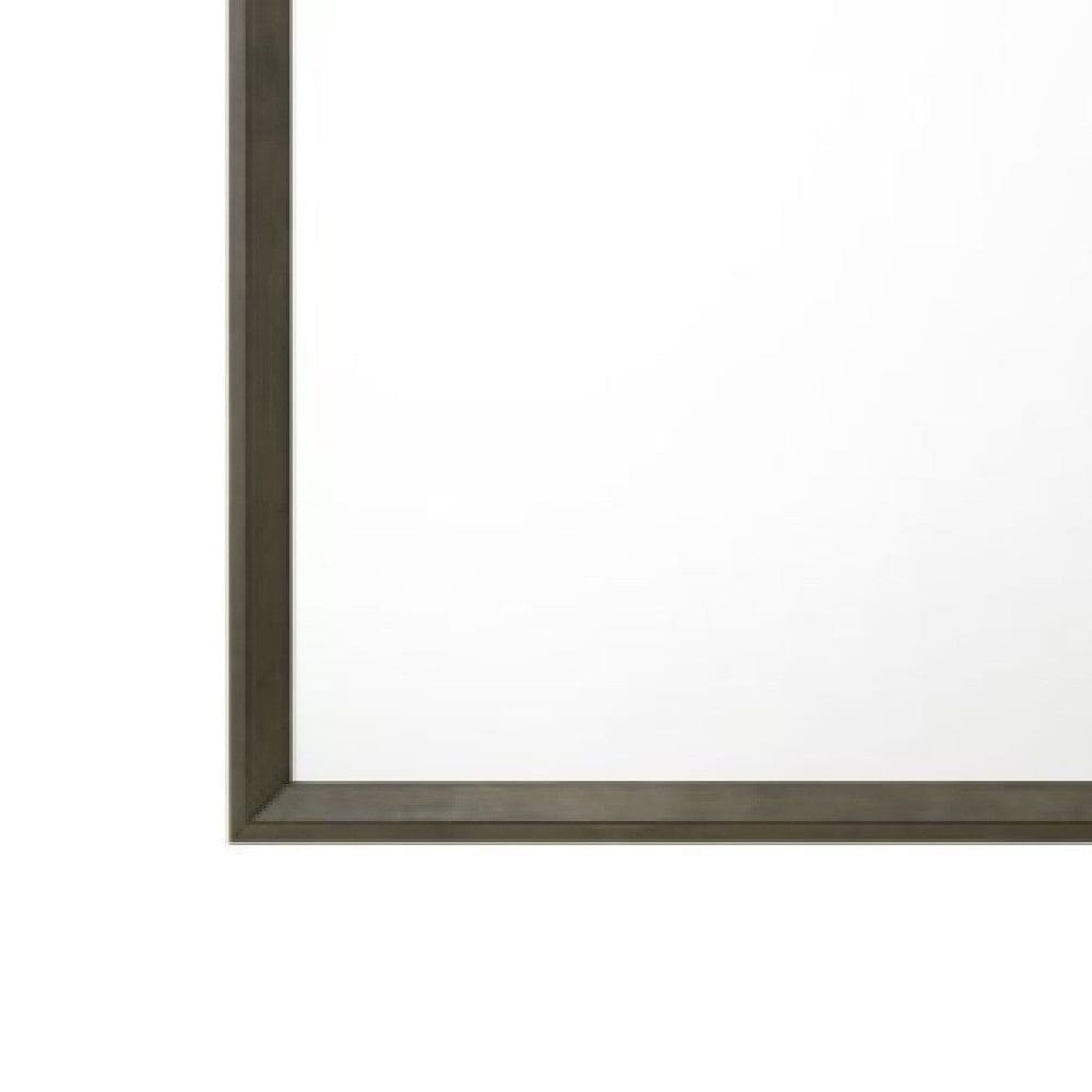 45 Inch Solid Wood Mirror Rectangular Landscape Rustic Gray By Casagear Home BM275077