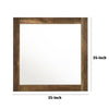 35 Inch Solid Wood Mirror Square Rustic Oak Brown By Casagear Home BM275078