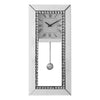 Noe 30 Inch Wall Clock, Crystal Diamond Inlaid Trim, Pendulum, White By Casagear Home