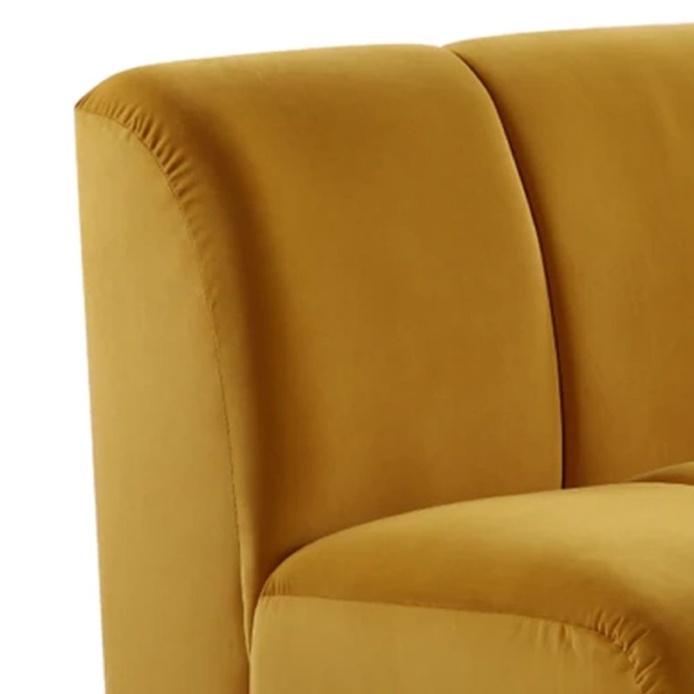 Theo 43 Inch Armless Accent Chair Velvet Curved Channel Tufting Yellow By Casagear Home BM275484