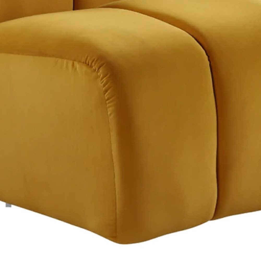 Theo 43 Inch Armless Accent Chair Velvet Curved Channel Tufting Yellow By Casagear Home BM275484