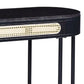 Bert 47 Inch Oblong Console Table Rattan Apron Accent Metal Legs Black By Casagear Home BM275489