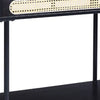 Bert 47 Inch Oblong Console Table Rattan Apron Accent Metal Legs Black By Casagear Home BM275489