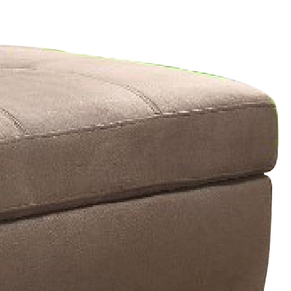 40 Inch Storage Fabric Ottoman Block Feet Taupe Brown By Casagear Home BM275506