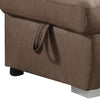 40 Inch Storage Fabric Ottoman Block Feet Taupe Brown By Casagear Home BM275506