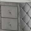 Jill 29 Inch Oval Nightstand Tufted Velvet Upholstery 2 Drawers Grey By Casagear Home BM275530