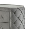 Jill 29 Inch Oval Nightstand Tufted Velvet Upholstery 2 Drawers Grey By Casagear Home BM275530