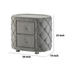 Jill 29 Inch Oval Nightstand Tufted Velvet Upholstery 2 Drawers Grey By Casagear Home BM275530