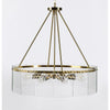 32 Inch Round 8 Light Chandelier, Diamond Lattice, Gold Iron, Clear Glass By Casagear Home