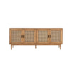 Evans 79 Inch Media Console TV Cabinet Pinewood 4 Doors Natural Brown By Casagear Home BM275606