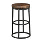 Ken 24 Inch Backless Round Counter Stool, Pine Wood Seat, Brown, Black By Casagear Home