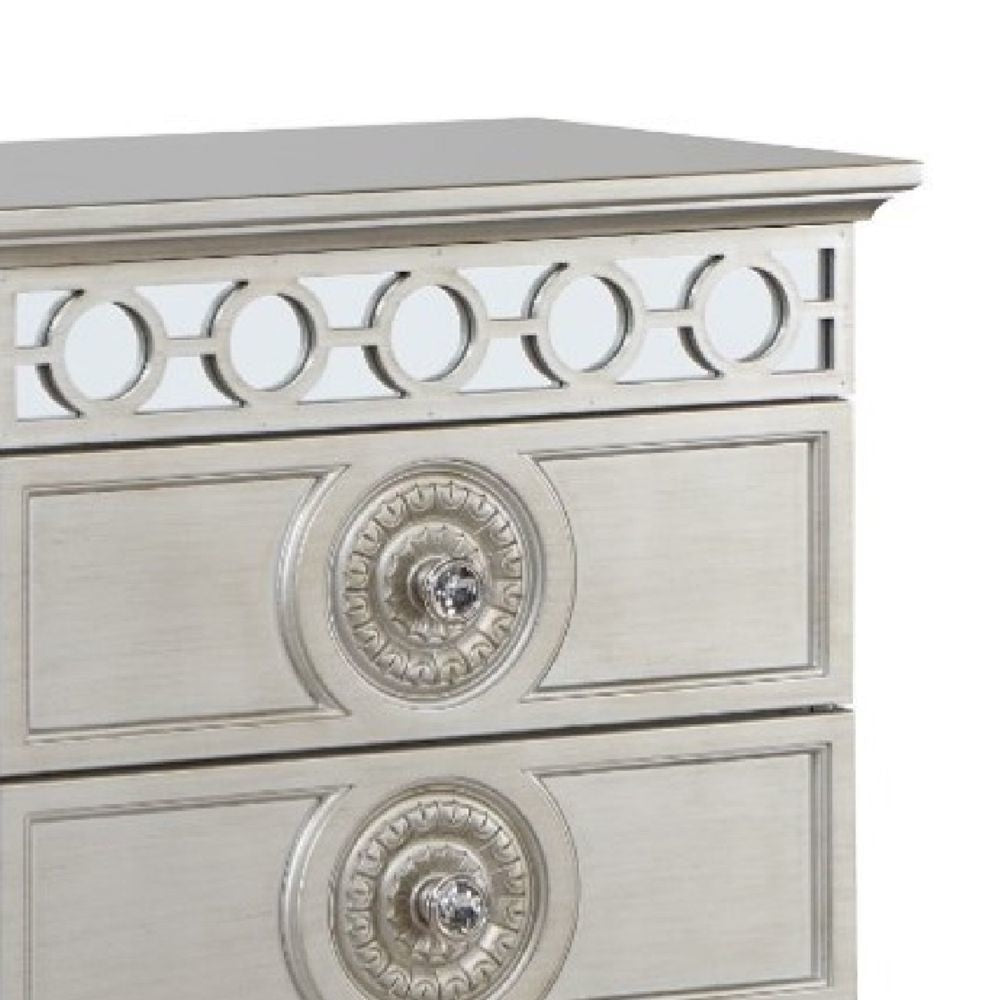 Nich 49 Inch Modern Side Dresser 6 Drawers Round Knobs Wood Silver By Casagear Home BM275682