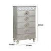 Nic 54 Inch Modern Tall Dresser Chest 5 Drawers Round Knobs Silver By Casagear Home BM275684