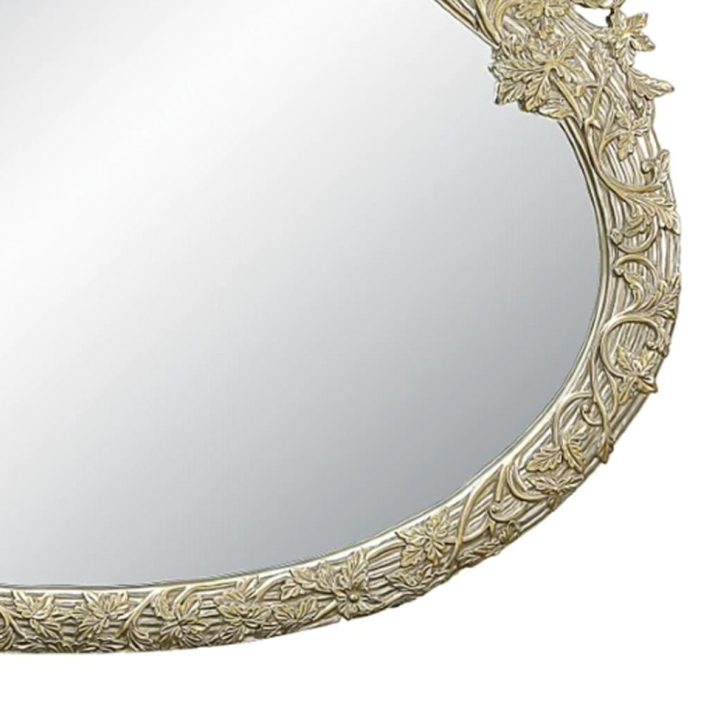 Isa 60 Inch Classic Mirror with Ornate Carved Trim Design Wood Gold By Casagear Home BM275703