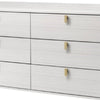 Cos 58 Inch Modern Wood Dresser with 6 Drawers Metal Handles White Gold By Casagear Home BM275715