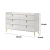 Cos 58 Inch Modern Wood Dresser with 6 Drawers Metal Handles White Gold By Casagear Home BM275715