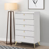 Cos 50 Inch Wood Tall Dresser Chest, 5 Drawers, Metal Handles, White, Gold By Casagear Home