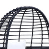 Loe 32 Inch Patio Lounge Chair Oval Shape Resin Rattan Wicker Black By Casagear Home BM276212