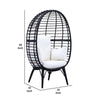 Loe 32 Inch Patio Lounge Chair Oval Shape Resin Rattan Wicker Black By Casagear Home BM276212