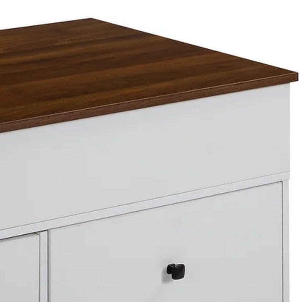 46 Inch Wood Coffee Table Lift Top 2 Drawers Storage Walnut White By Casagear Home BM276267