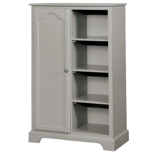 51 Inch Solid Wood Storage Closet, 1 Cabinet, 3 Compartments, Gray By Casagear Home