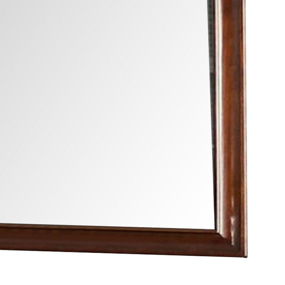 44 Inch Wall Mirror Molded Trim Rectangular Wood Frame Cherry Brown By Casagear Home BM276345