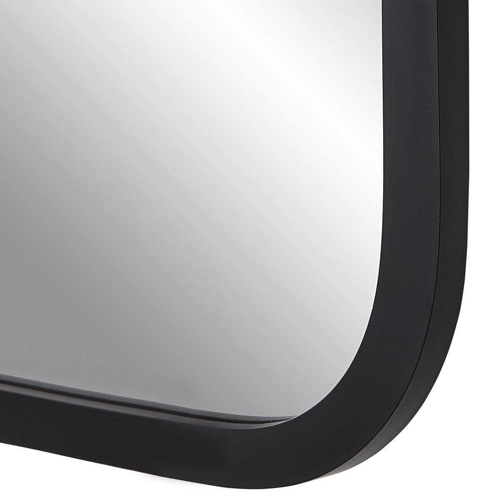 30 Inch Wood Rectangular Wall Mirror Rounded Corners Black By Casagear Home BM276682