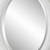 29 Inch Wood Wall Mirror Beaded Oval Shape White By Casagear Home BM276688