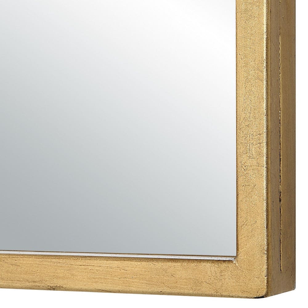 38 Inch Wood Wall Mirror Moroccan Style Antique Gold By Casagear Home BM276692