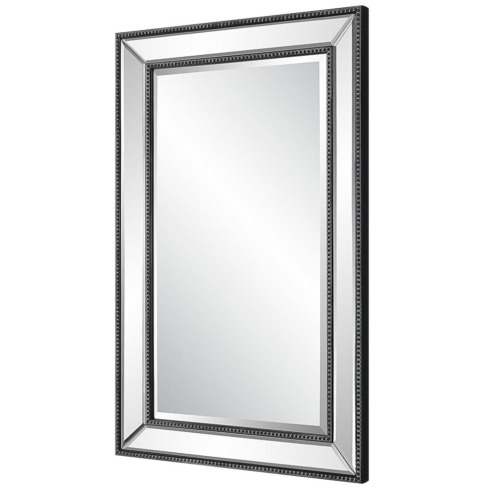 32 Inch Wood Wall Mirror Beveled Mirror Frame Silver By Casagear Home BM276697