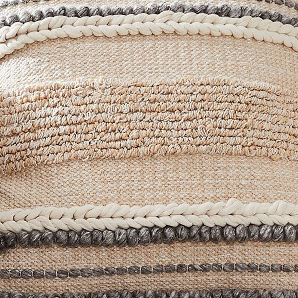 18 Inch Textured Decorative Throw Pillow Cover Tassels Beige Gray Fabric By Casagear Home BM276699