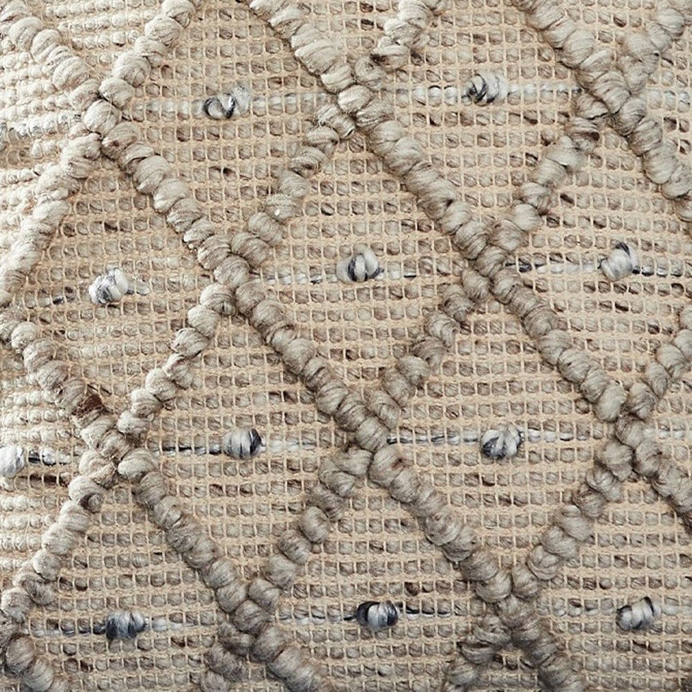 18 Inch Decorative Throw Pillow Cover Beaded Diamond Design Beige Fabric By Casagear Home BM276700