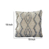 18 Inch Decorative Throw Pillow Cover Blue Beaded Diamond Design Beige By Casagear Home BM276701