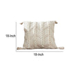 18 Inch Decorative Throw Pillow Cover Braided Design Tassels Cream By Casagear Home BM276708